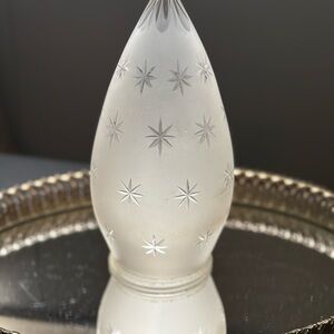 Vintage frosted glass ceiling light cover, gasolier shade with a starburst